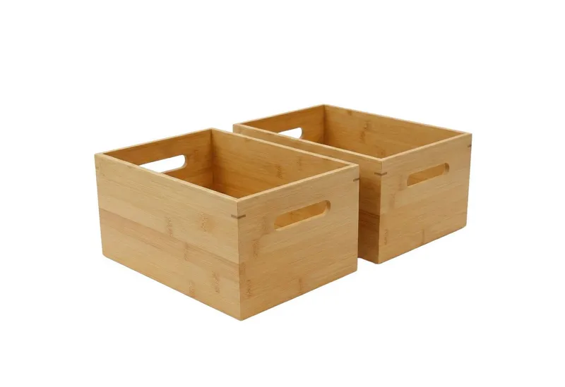 Kibun Holzkiste Holzbox mit Griffen 30x20x14 cm (Stapelbare Aufbewahrungsbox Holz ohne Deckel, 1 St), Allzweckkiste Holzbox Organizer für Büro Küche Kinderzimmer, Beige, – Produktbild 2 von 5