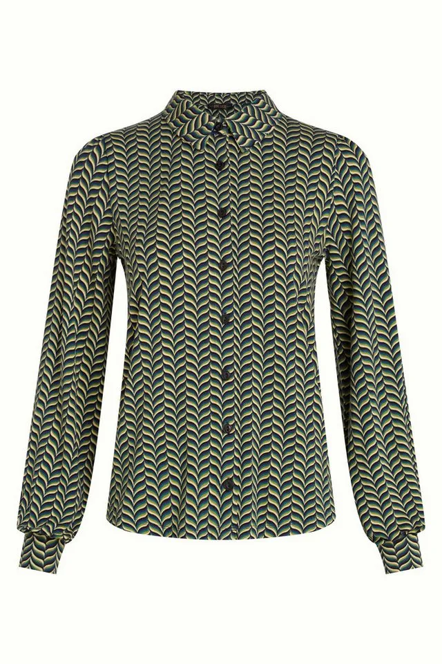 king louie king louie Hemdbluse Maisie Blouse Marais - lässige Hemdbluse mit Zickzackmuster, Blau, – Produktbild 1 von 4
