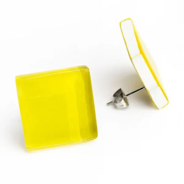 ALEXASCHA ALEXASCHA Auffällige Statement Ohrringe aus Glas | PUREFORM, Zitronengelb, – Produktbild 2 von 4