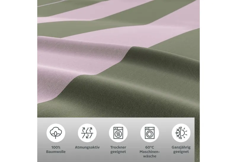 OTTO home Wendebettwäsche Sari Trend ab Gr. 135x200 cm, Bettwäsche-Set in modernen Farben, Linon, 2 teilig, Bettwäsche aus 100% Baumwolle mit Streifen, trendig, Rosa, – Produktbild 5 von 7