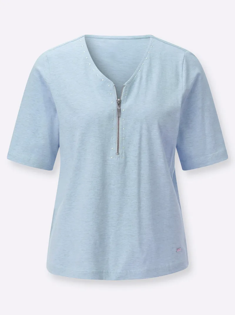 Witt V-Shirt hellblau-meliert, Hellblau-meliert, – Produktbild 1 von 2