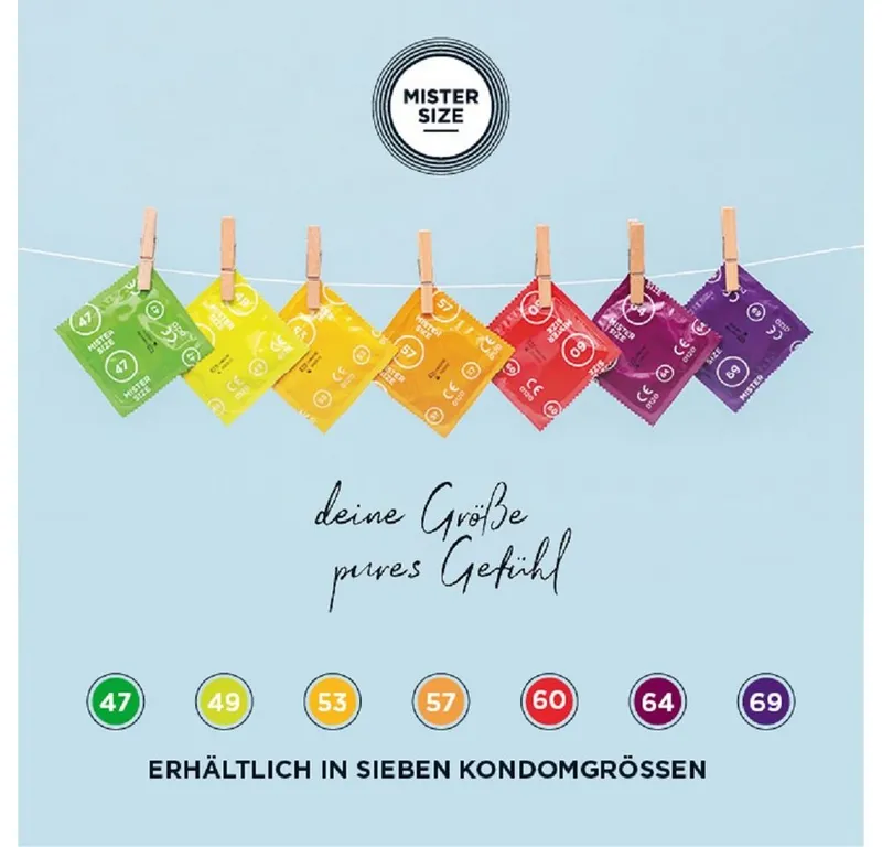 MISTER SIZE Kondome Mister Size «53» Maßkondome - fein & gediegen Packung mit, 3 St., Kondome in, vegan, extra dünn & extra fein, das passende Kondom in Ihrer Größe, Weiß, – Produktbild 2 von 4