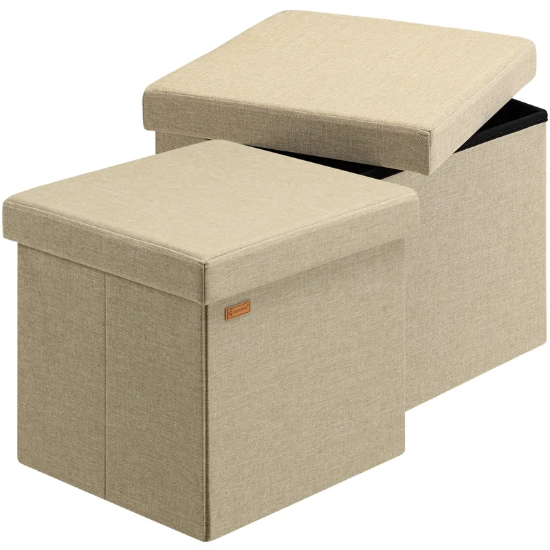 Casaria® Sitzhocker 2er-Set Beige 38x38x38cm faltbar – Produktbild 1 von 2