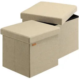 Casaria® Sitzhocker 2er-Set Beige 38x38x38cm faltbar – Produktbild 1 von 1