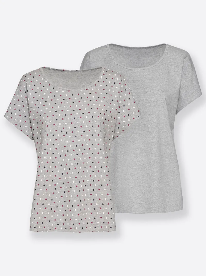feel good Shirts grau + grau-gepunktet, Grau + grau-gepunktet, – Produktbild 1 von 3