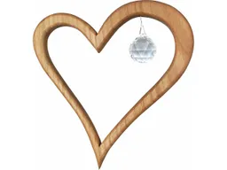 Dekoanhänger "Herz mit Kristall" aus Holz mit Aufhängungsfaden – Produktbild 1 von 1