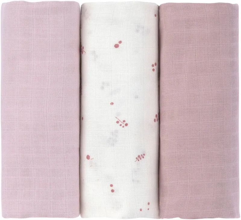 Lässig Lässig Stoffwindeln Swaddle & Burp Blanket, L, Berries (Set, 3-St), Rosa, – Produktbild 2 von 4