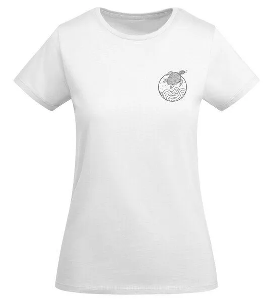 vis wear vis wear Schildkröte zwischen Ozean und Wellen - Damen Organic Shirt, Weiss, – Produktbild 4 von 4