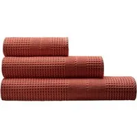 Cotonea Cotonea Waffelpikee Handtuch, 50 x 100 cm, Bio-Baumwolle, ziegel – Produktbild 1 von 1
