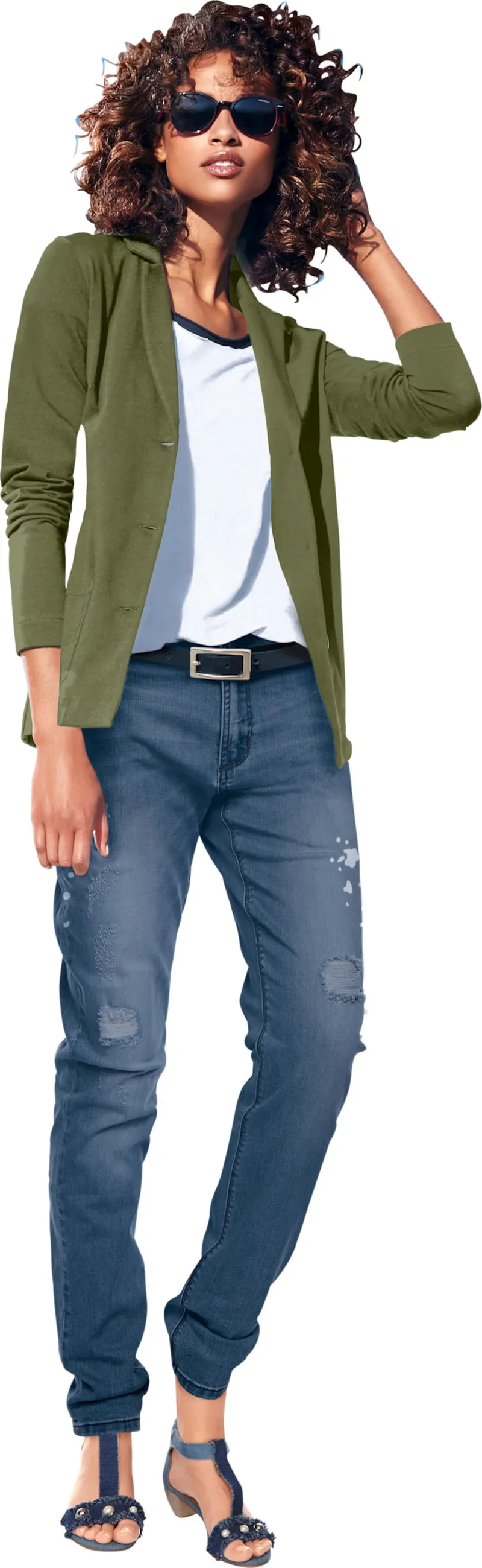 heine Jerseyblazer oliv, Oliv, – Produktbild 2 von 3