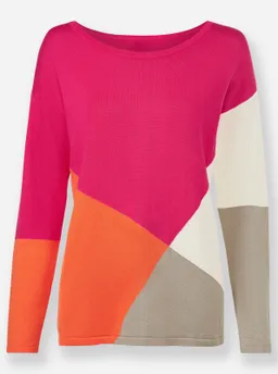 heine Feinstrickpullover orange-pink-gemustert – Produktbild 1 von 1