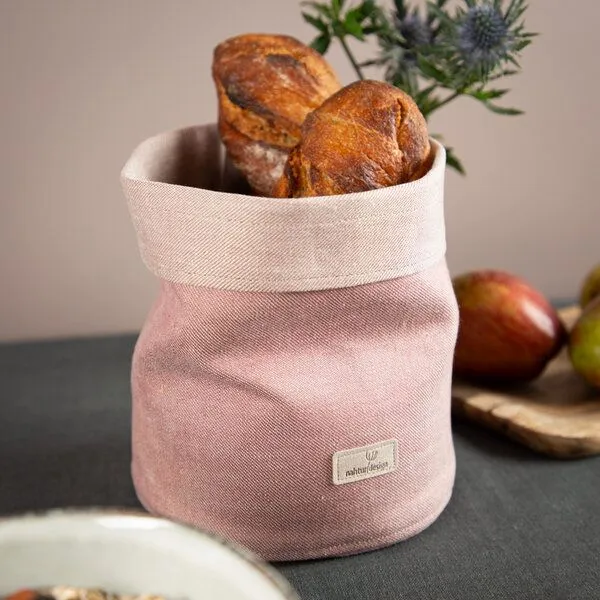 nahtur-design nahtur-design Brotkorb, Obstkorb oder Utensilo aus Bioleinen, Rosé (rosa), – Produktbild 4 von 4