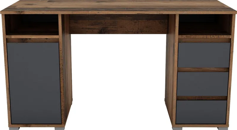 OTTO home Schreibtisch Leeds, Breite 138 cm, Computertisch mit Schubladen, im modernen Design, Braun, – Produktbild 4 von 5