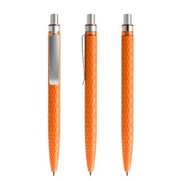 prodir prodir® Druckkugelschreiber QS01 PMS Push, blaue Mine, orange/silber satiniert – Produktbild 1 von 1
