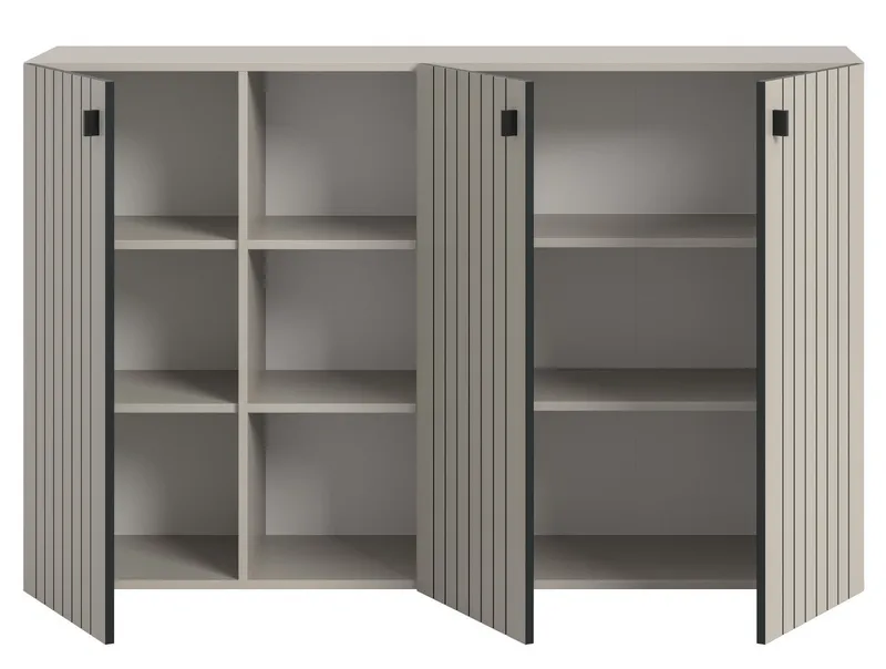 Inn.Furn Garderoben-Set Loreno, (Flurgarderobe in Kaschmir / Sand mit Schwarz, Set 3-teilig, 195 x 192 cm), mit großer Schuhkommode, Beige, – Produktbild 5 von 5