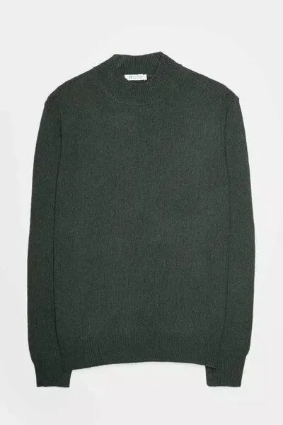 Rifò - Circular Fashion Made in Italy Rifò - Circular Fashion Made in Italy Stehkragenpullover aus recycteltem Kaschmir Modell: Clemente, Grün (moosgrün), – Produktbild 3 von 4