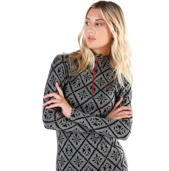 Woolona Woolona Langarmshirt - VENUS - 100% Merinowolle (Zip), Schwarz, – Produktbild 2 von 2