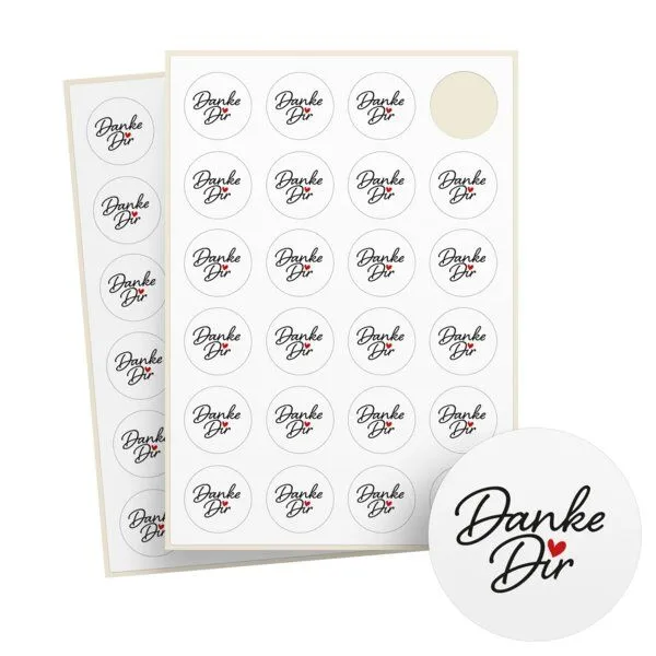 Fines Papeterie Fines Papeterie 24 Aufkleber Thank You mit verschiedenen Motiven rund auf Bogen – Produktbild 1 von 8