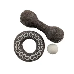 Wooliie Wooliie Hunde-Spielset aus 100 % naturbelassener Schurwolle (3er-Bundle) – Dumbbell & Ring – Produktbild 1 von 1