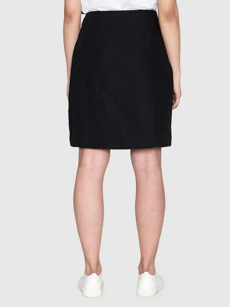 KnowledgeCotton Apparel KnowledgeCotton Apparel Short Linen Wrap Skirt, Schwarz, – Produktbild 3 von 4