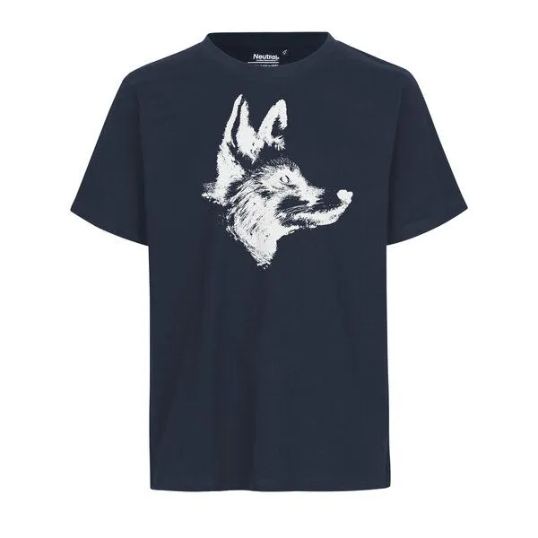 HANDGEDRUCKT HANDGEDRUCKT "Reineke Fuchs" Unisex T-Shirt, Navy, – Produktbild 1 von 2