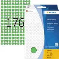 Herma HERMA Permanenter Klebstoff - grün - 8 mm rund 5632 Etikett(en) (32 Bogen x 176) – Produktbild 2 von 2