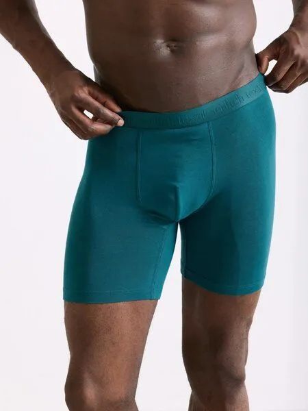 erlich textil erlich textil Casual Cotton lange Pants, enge lange Boxershorts aus Bio-Baumwolle, made in Europe, Petrolblau, – Produktbild 5 von 6