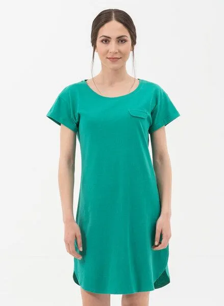 ORGANICATION ORGANICATION Jerseykleid aus Bio-Baumwolle mit Leinen, Emerald, – Produktbild 1 von 4
