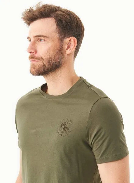 ORGANICATION ORGANICATION T-Shirt aus Bio-Baumwolle mit Kompass-Print, Grün(military olive), – Produktbild 4 von 4