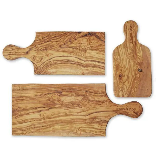 NATUREHOME NATUREHOME Schneidebrett Olivenholz Massiv mit Griff 30cm 40 cm 50 cm o. 3er Set – Produktbild 4 von 4