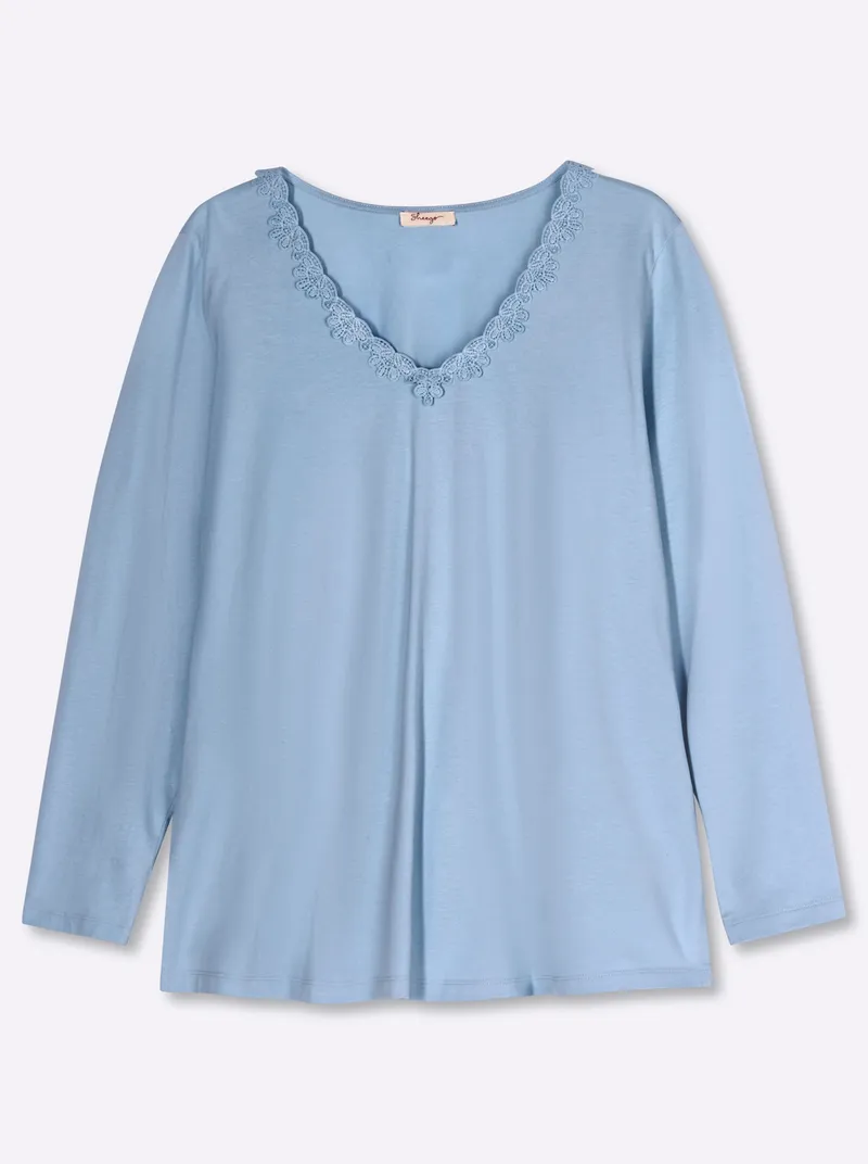 sheego Langarmshirt eisblau, Eisblau, – Produktbild 1 von 2