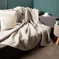 nahtur design nahtur-design Premium Merino-Lodendecke | Wolldecke aus 100 % mongolischer Merinowolle | ungefärbt, Beige-grau, – Produktbild 1 von 1