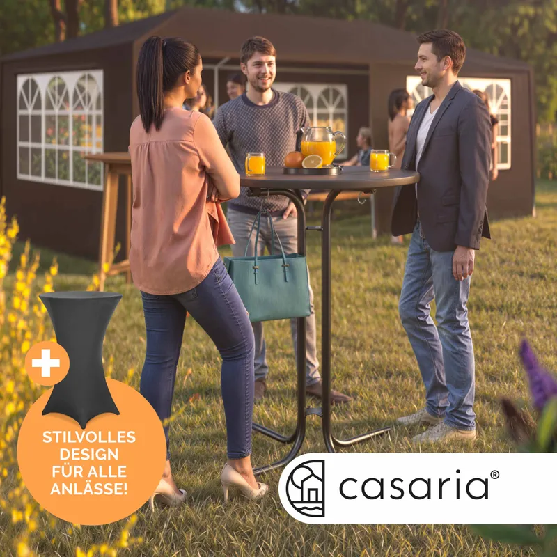 Casaria® Stehtisch Grau 110x80cm + Stehtischhusse Anthrazit Ø80cm – Produktbild 2 von 2