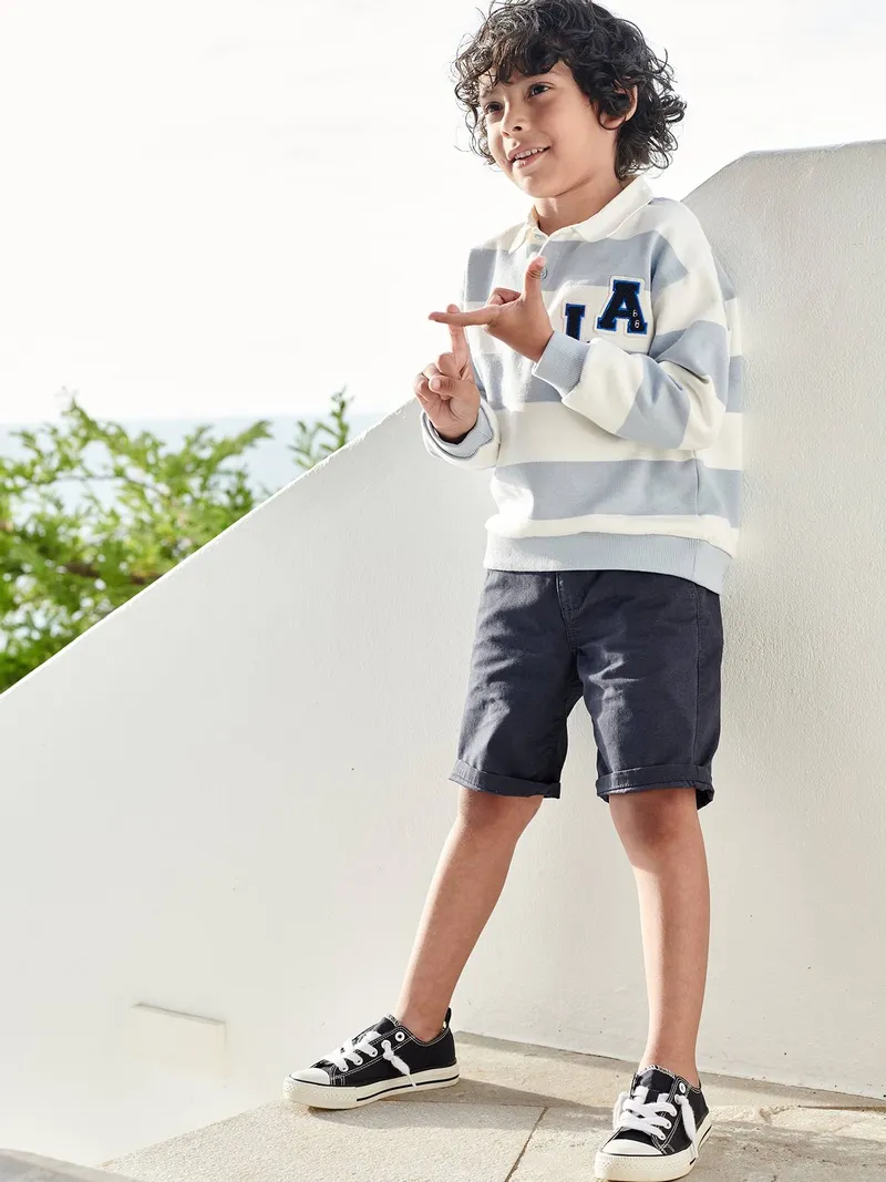 Vertbaudet Jungen Chino-Shorts, Blau, – Produktbild 2 von 4