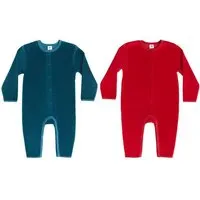 Leela Cotton Leela Cotton Baby Strampler Set, Donaublau/ziegelrot, – Produktbild 1 von 1
