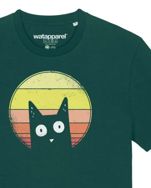 watapparel watapparel T-Shirt Unisex Sunset Cat, Glazed green, – Produktbild 3 von 4