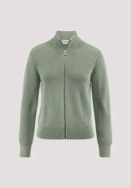 hessnatur hessnatur Strick Jacke Regular aus reiner Bio-Baumwolle, Mattgrün, – Produktbild 4 von 4
