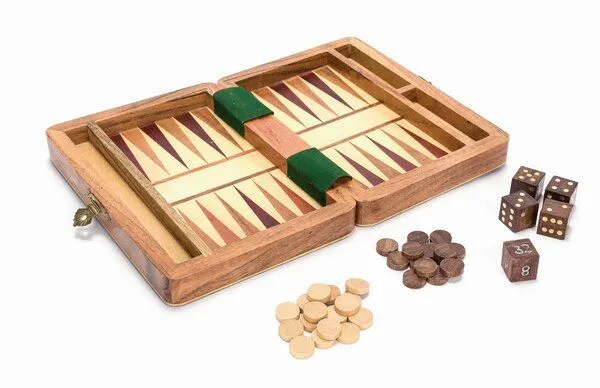 El Puente El Puente Backgammon-Spiel | Fair Trade & Handmade aus Indien, Braun,natur, – Produktbild 2 von 2
