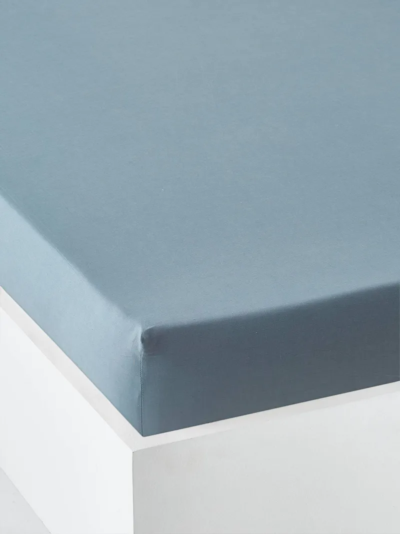 Vertbaudet Kinder Spannbettlaken uni, Blau, – Produktbild 1 von 2