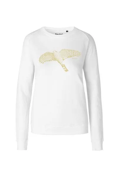 Peaces.bio - handbedruckte Biomode Peaces.bio - handbedruckte Biomode Bio Damen-Sweatshirt Sperber, Weiß, – Produktbild 2 von 2