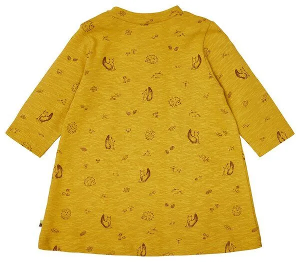 loud + proud loud + proud Babys & Kinder Kleid Slub Jersey mit Druck, GOTS-zertifiziert, Curry(gelb), – Produktbild 2 von 3