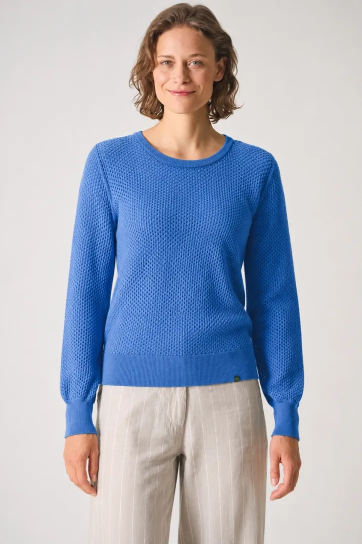 HempAge Hempage Damen vegan Pullover Aus Luftigem Offenem Strick Königsblau, Blau, – Produktbild 2 von 2