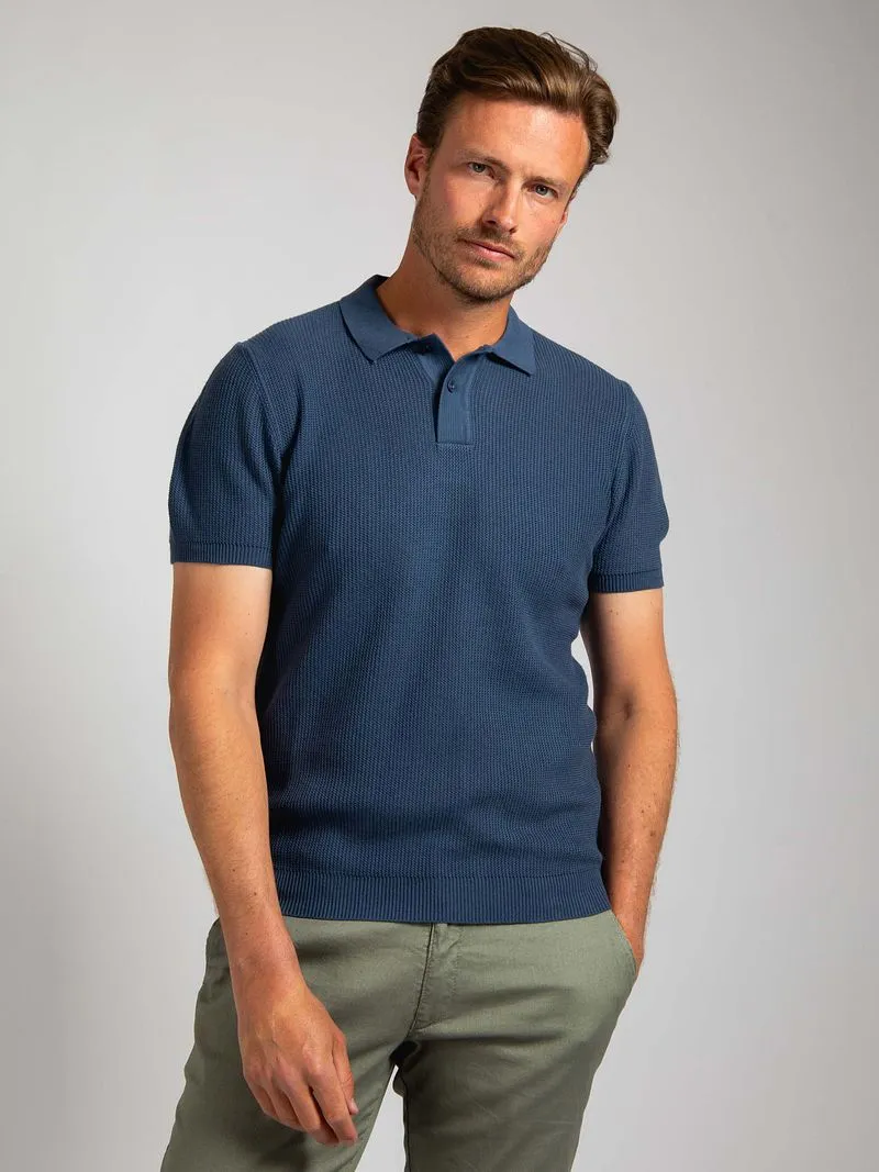 Suitable Suitable Respect Poloshirt Structure Knit Blau - Größe XL, Blau, – Produktbild 4 von 5