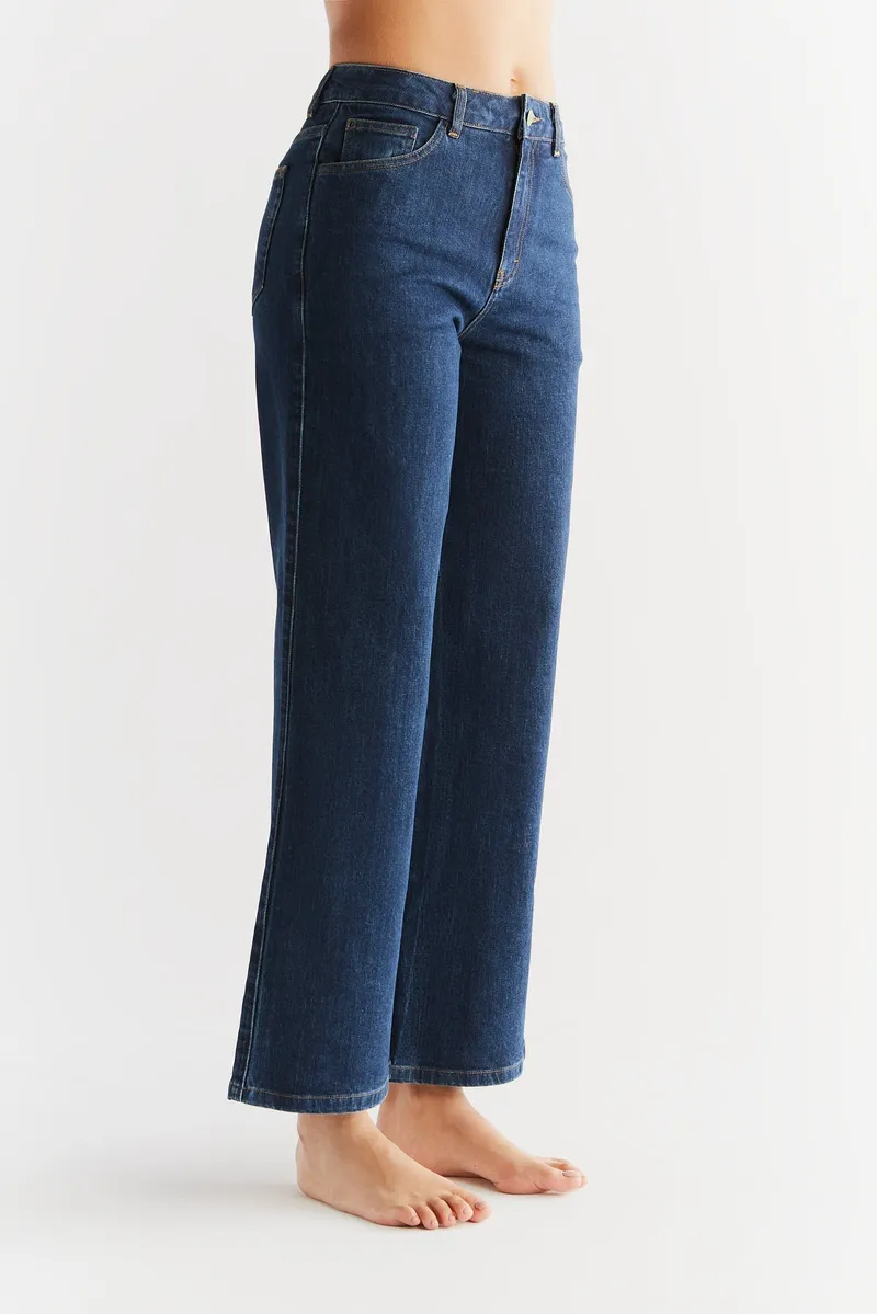 Evermind Evermind Damen vegan Jeans Weites Bein Lapis Blau, Dunkelblau, – Produktbild 1 von 2