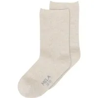 MELA MELA Rollsaum Socken 2 Paare aus 100% Bio-Baumwolle, Cream melange, – Produktbild 1 von 1