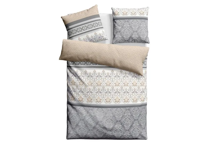 OTTO home Bettwäsche Cremona in Gr. 135x200, 155x220 cm u.a. Bettwäsche-Set mit Ornamenten, Polycotton recycelt, 2 teilig, romantische Bettwäsche in verschiedenen Qualitäten, ab Gr. 135x200 cm, Beige, – Produktbild 2 von 6