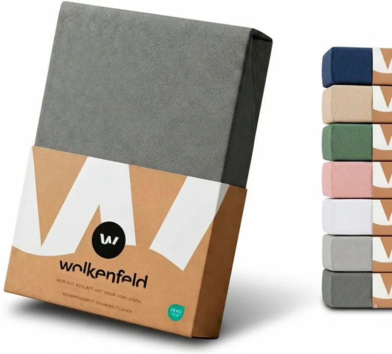 Wolkenfeld Spannbettlaken 100% Baumwolle - Superweiches Bettlaken für Matratzen von 5 bis 20cm, Jersey, Gummizug: rundum, (1 Stück), Rutschfest & Blickdicht - 90x200, 140x200, 160x200, 180x200 200x200, Grau, – Produktbild 2 von 8