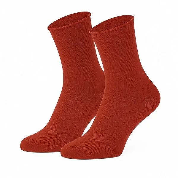 Opi and Max Opi and Max Socken ohne Gummi, Rollrand Diabetikersocken (GOTS 3er-Pack), Ziegelrot, – Produktbild 1 von 2