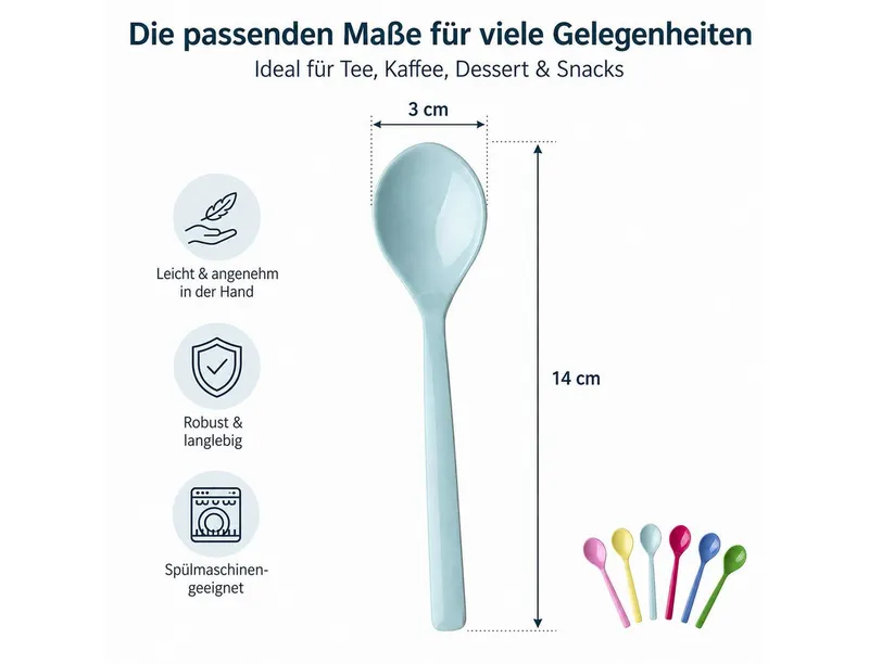 RICE RICE Teelöffel Rice Melamin Teelöffel 6er Pack in Classic Farben (2 Stück), Bunt|weiß, – Produktbild 5 von 5