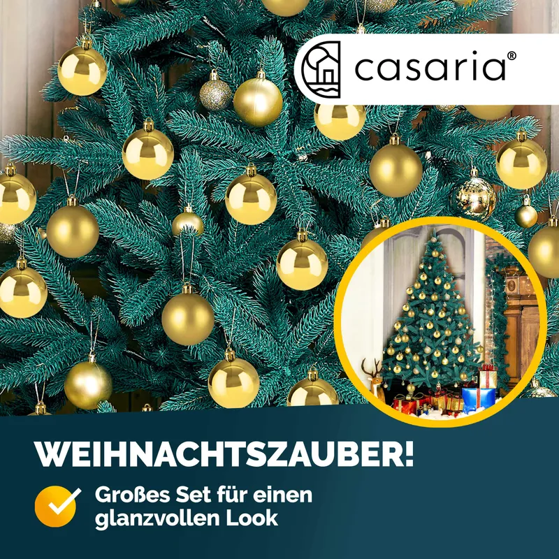 Casaria® Weihnachtskugeln Gold 54-tlg in matt & glänzend, Gold, – Produktbild 2 von 2